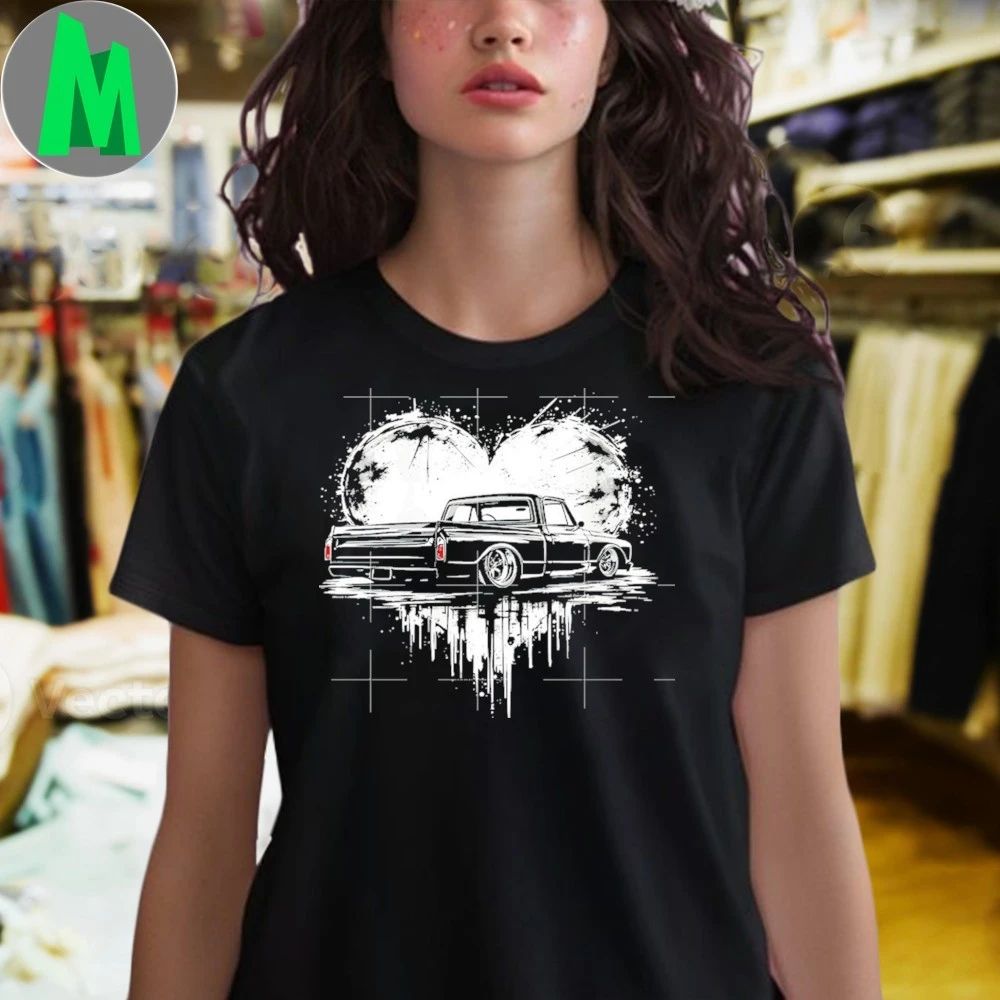 C10 Truck 67 72 Valentine Chevy C10 Rearview Heart Shirt