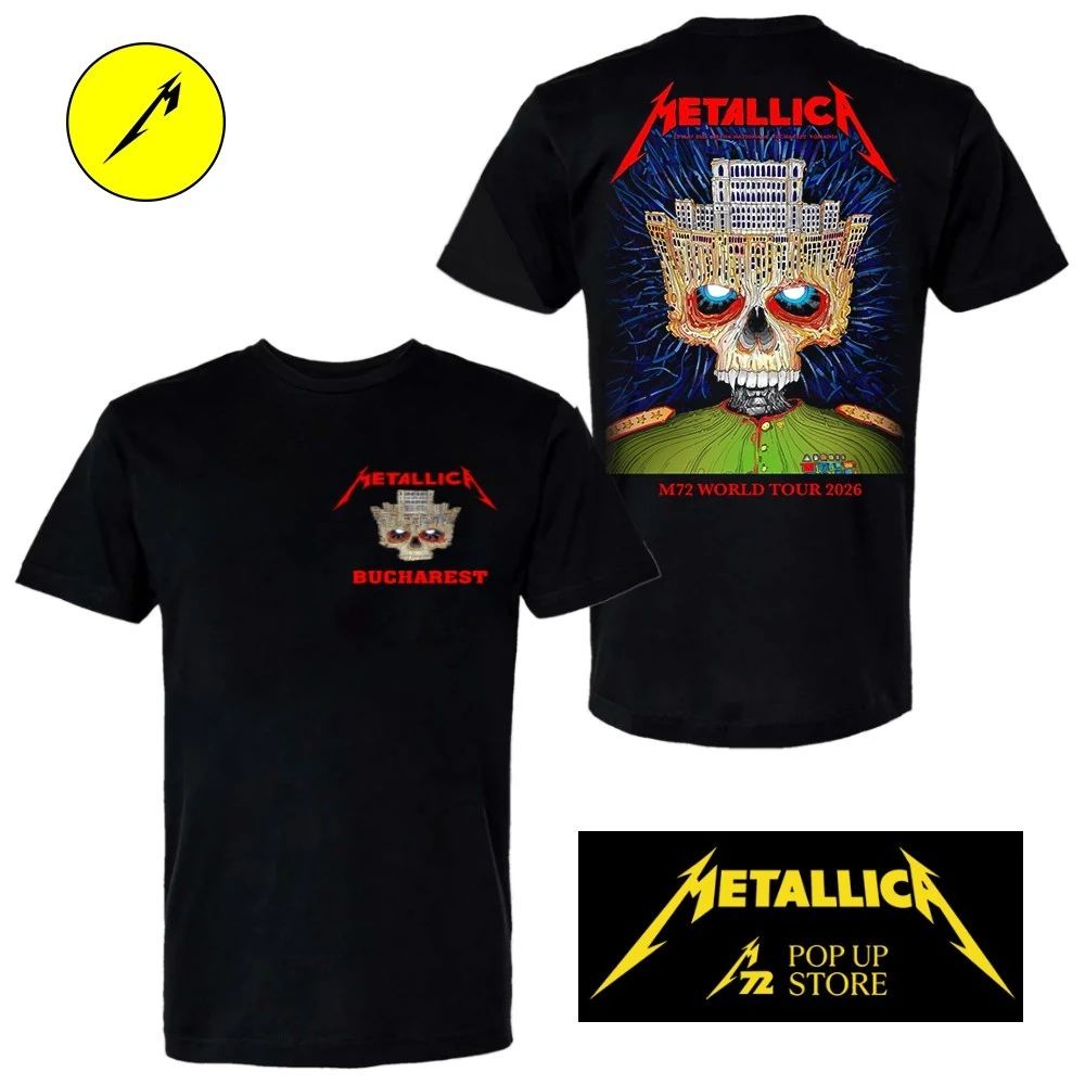 Metallica Bucharest RO 2026 Bucharest Arena Națională, Romania Limited Edition Pop Up Two Sided Shirt