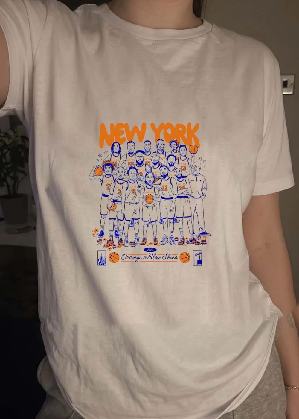 New York 2026 Orange and Blue Skies Basketball Players Shirt
