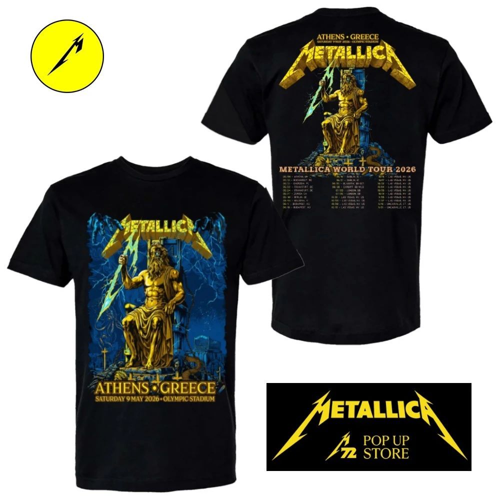 Metallica M72 Athens 2026 Two Sided Shirt Olympic Stadium, 9 May 2026 Zeus King of the Gods