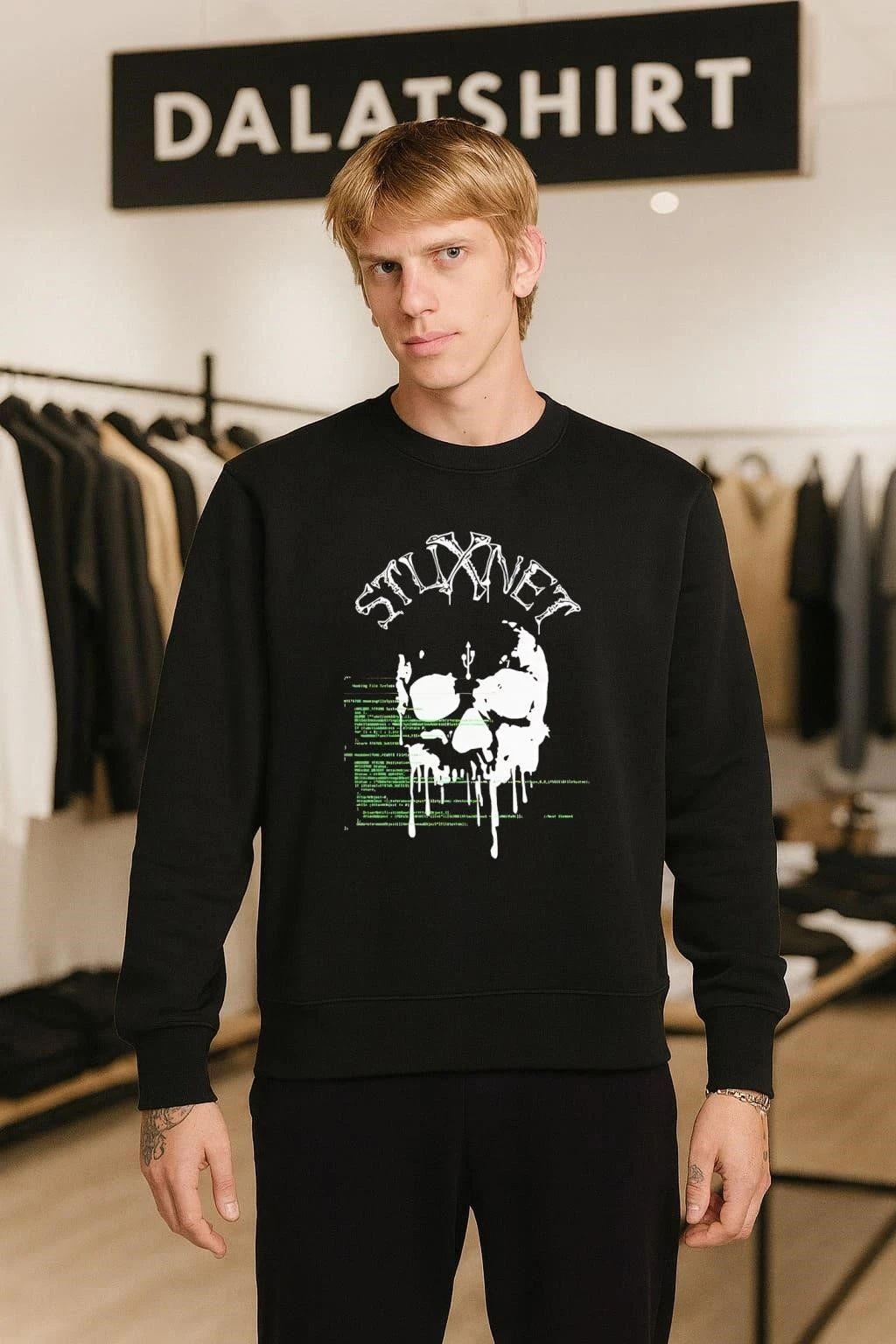 Stuxnet Virus Melting Skull and USB Symbol Programming Code shirt
