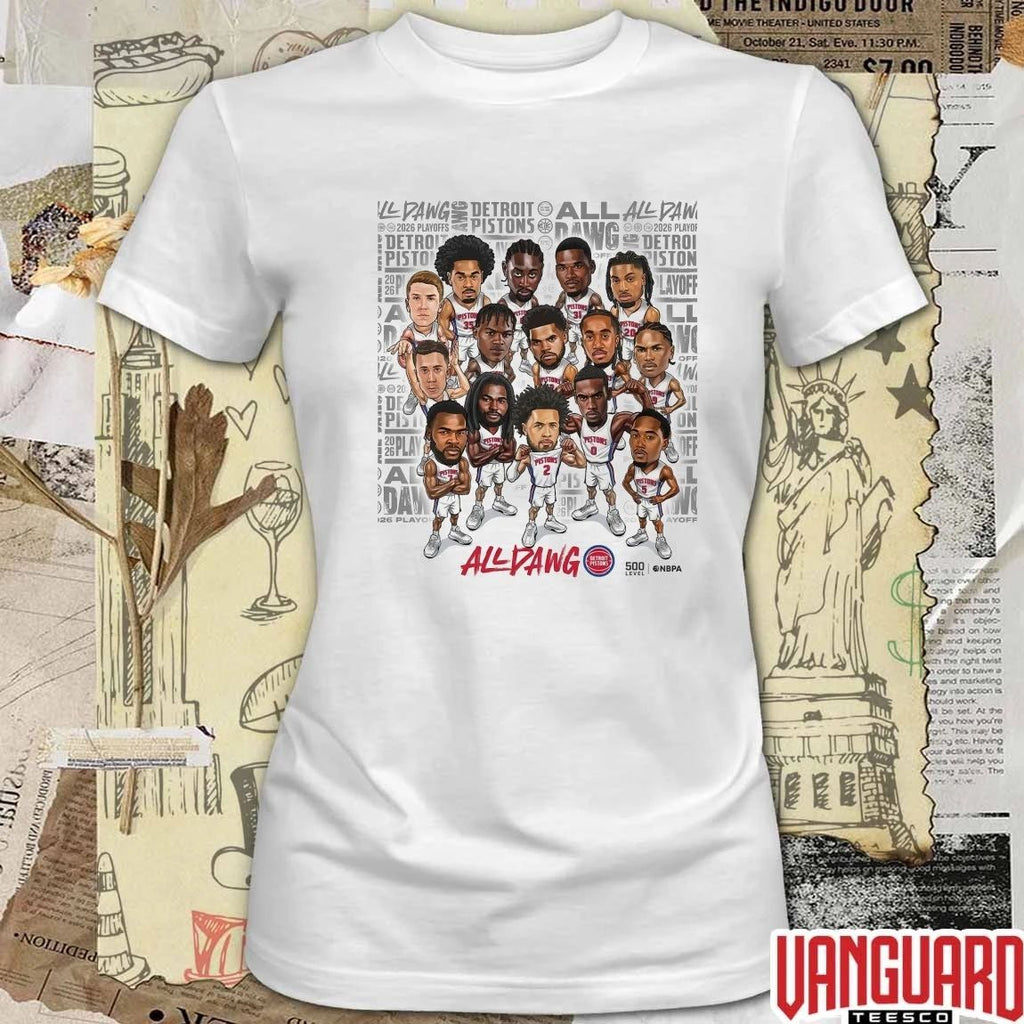 All Dawg Detroit Pistons Playoffs 2026 Caricature NBA Basketball Eastern Conference t-t-shirt