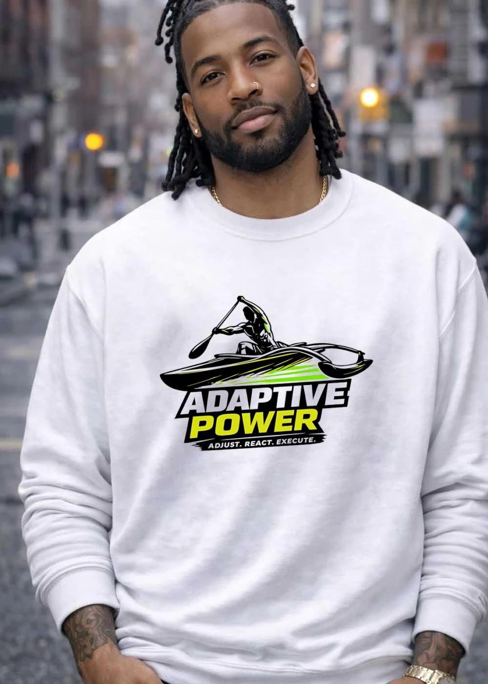 Adaptive Power Outrigger Paddler Kayak Adjust. React. Execute. 2026 Watersports Shirt