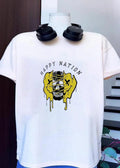 Skull melting smiley face Happy Nation shirt