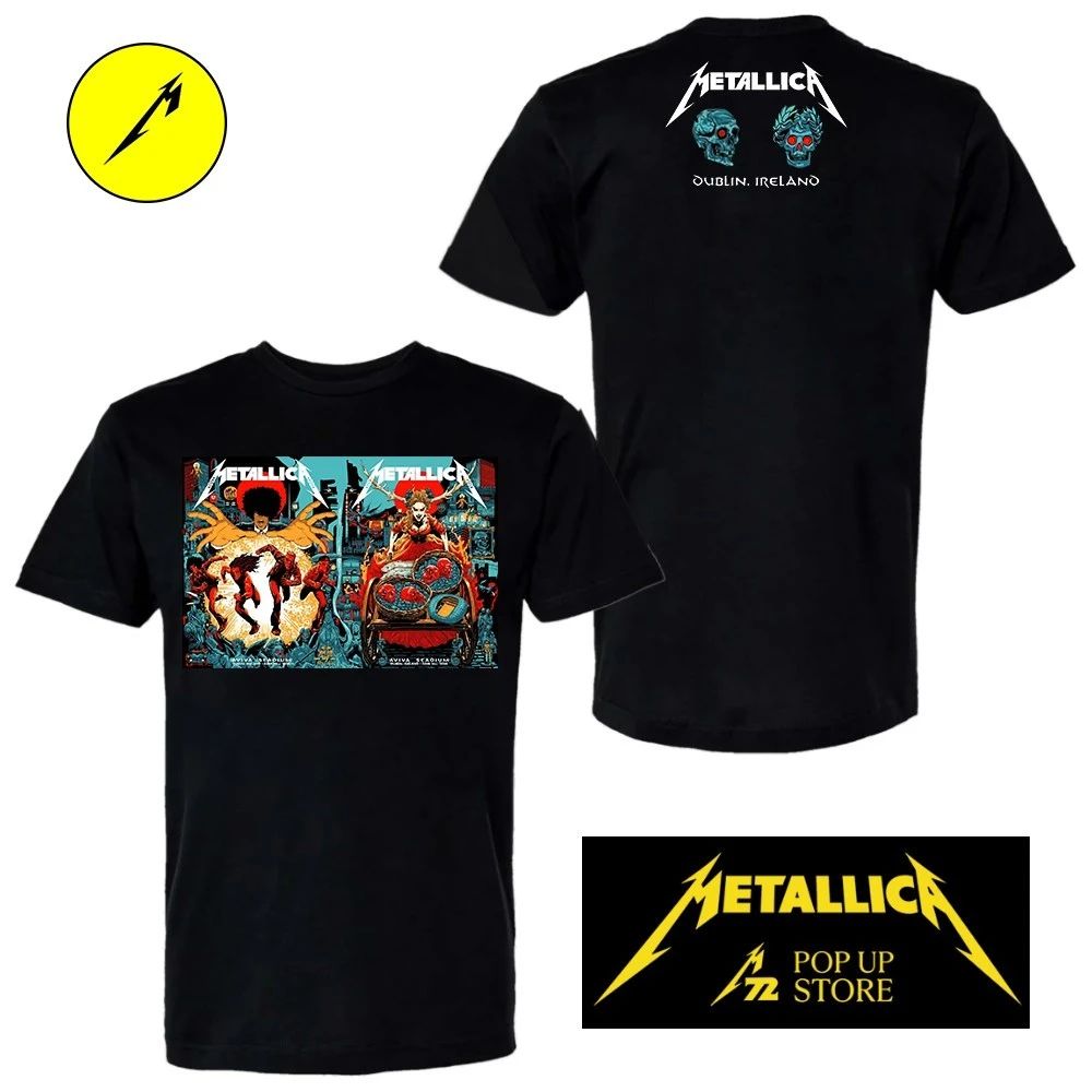 Metallica Dublin 2026 T-Shirt – June 19 & 21 2026 Aviva Stadium Ireland – Pop Up Store Limited Edition by Mick Cassidy