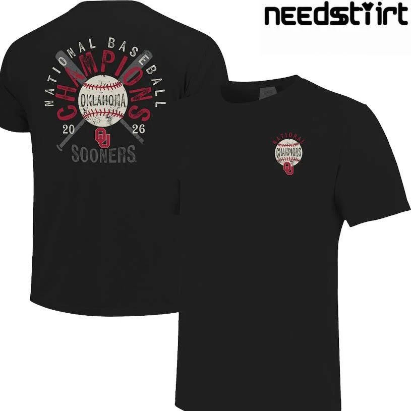 Oklahoma Sooners 2026 NCAA Baseball Men’s College World Series Champions Distressed Two Sided Shirt