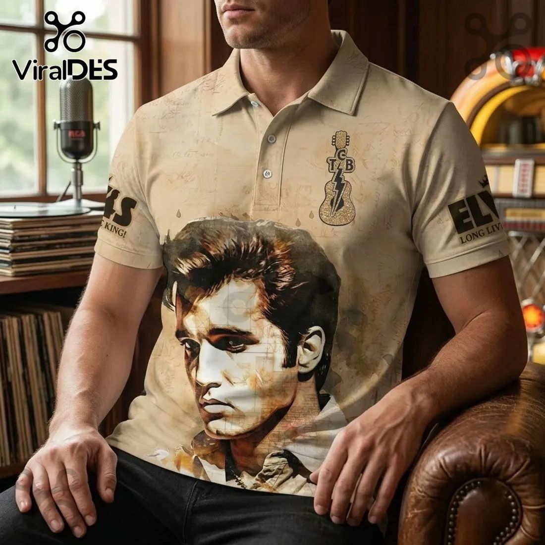 Elvis Presley If I Can Dream Tan Polo Shirt