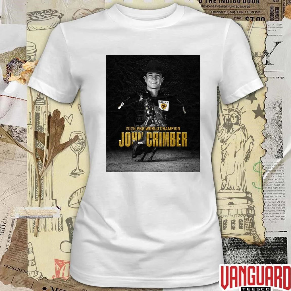 John Crimber 2026 PBR Professional Bull Riders World Champion Poster t-shirt
