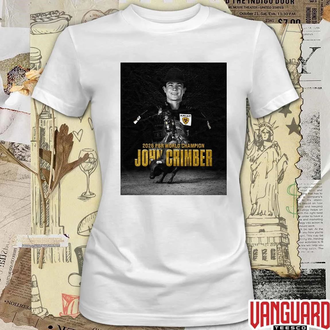 John Crimber 2026 PBR Professional Bull Riders World Champion Poster t-shirt