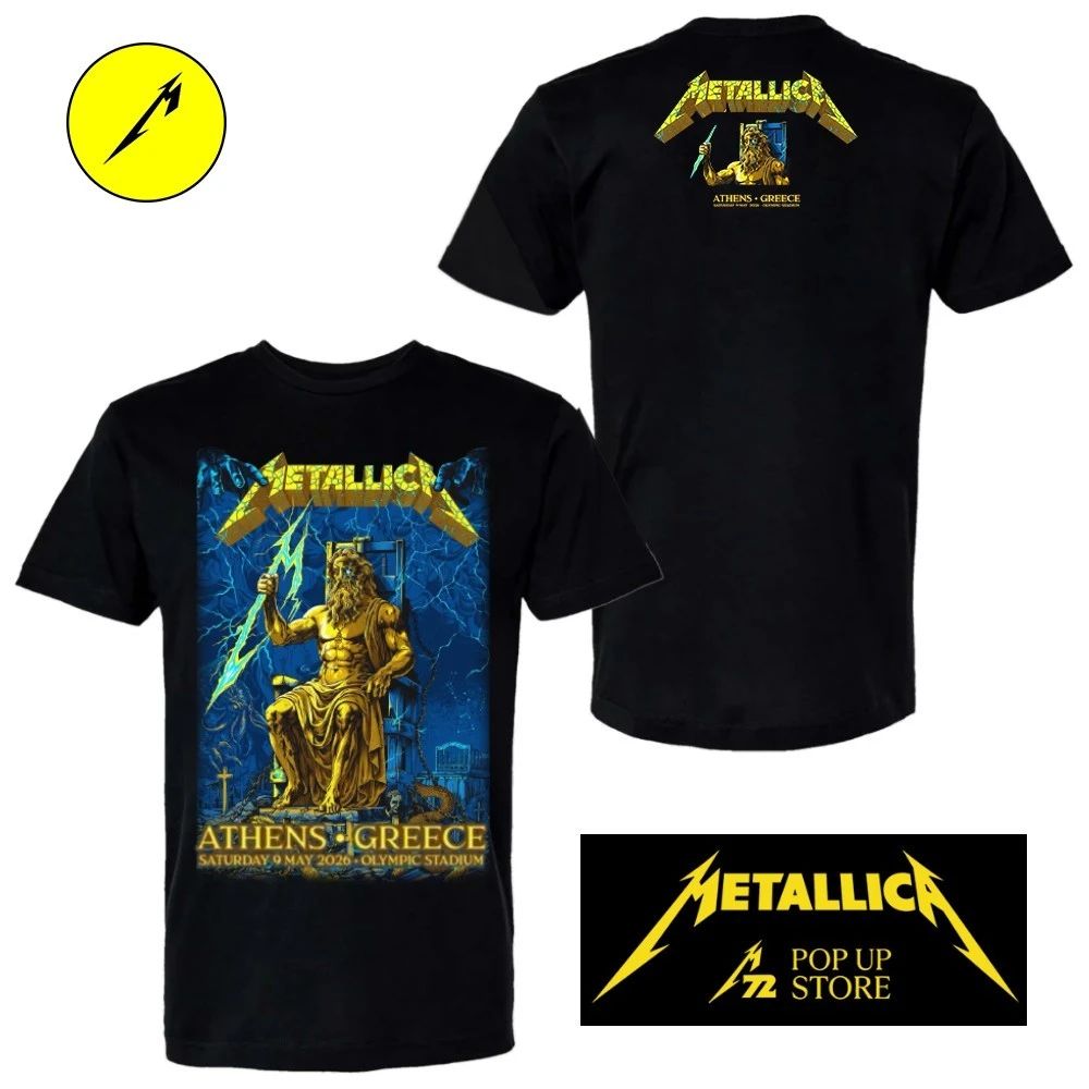 Metallica M72 Athens 2026 Tour Poster by Revolverdart Olympic Stadium, Greece Two Sided Shirt