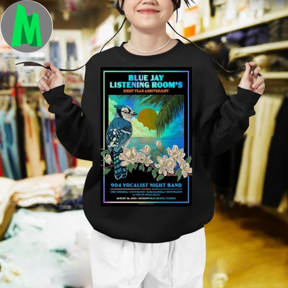 Blue Jay Listening Room Eight Year Anniversary August 16, 2025 Jacksonville Beach, Florida Poster Shirt