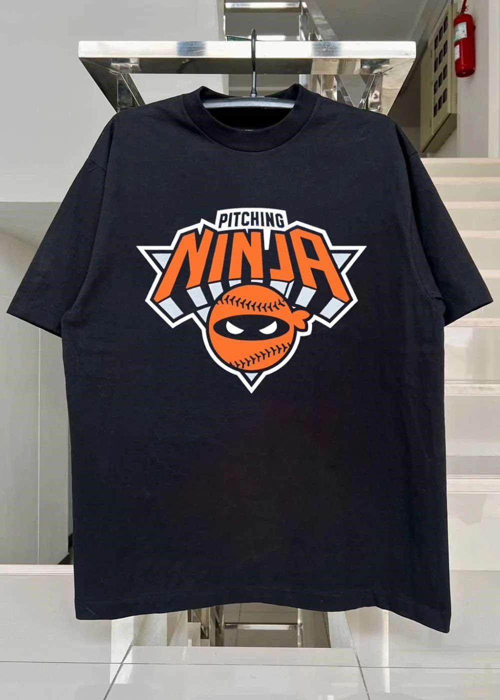 Roto Wear Pitching Ninja Baseball Mascot Logo Men’s T-Shirt