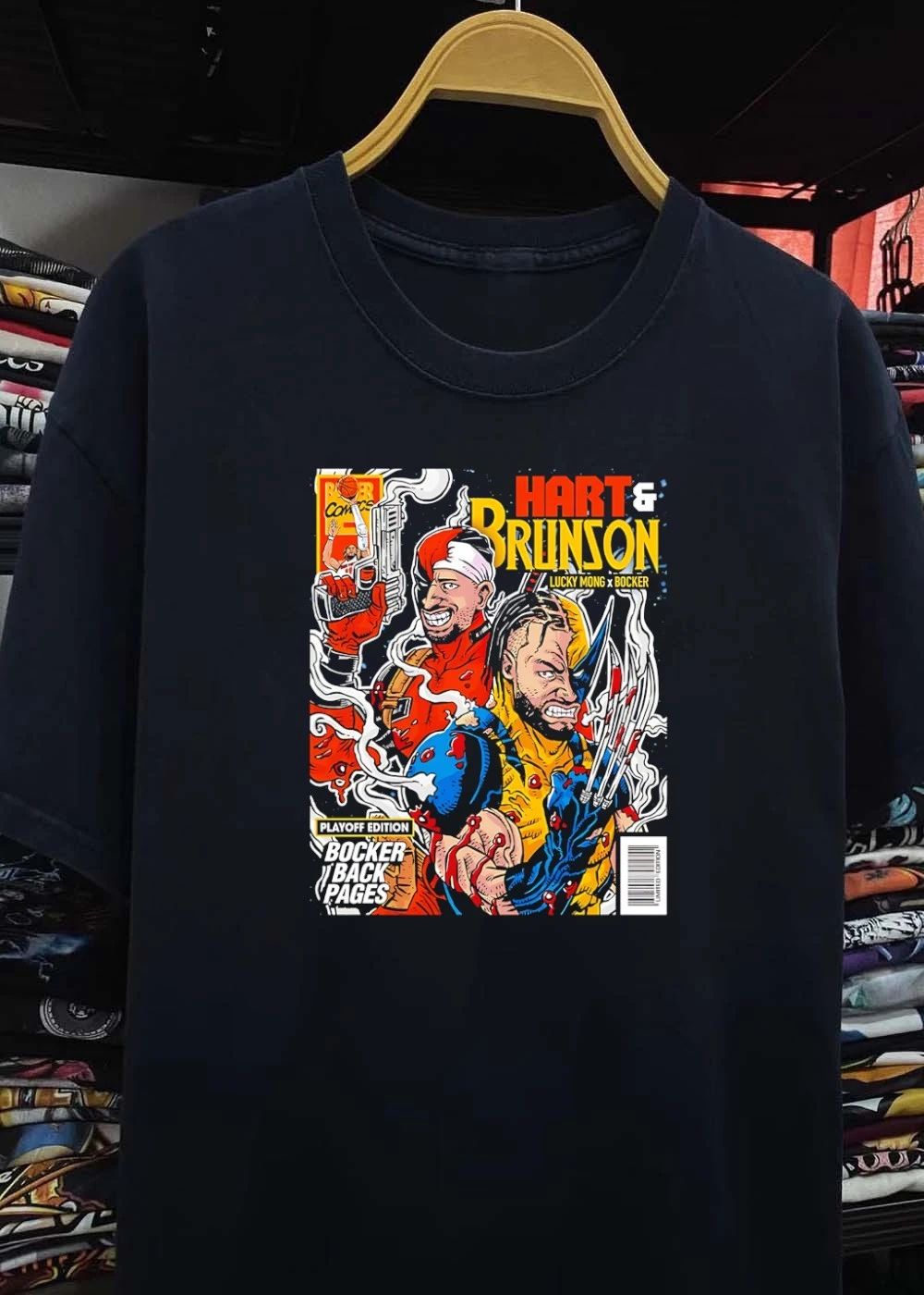 Lucky Mong x Bocker Hart and Brunson Playoff Edition Bocker Back Pages T-Shirt