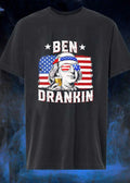 Ben Drankin Benjamin Franklin American Flag Sunglasses T-Shirt