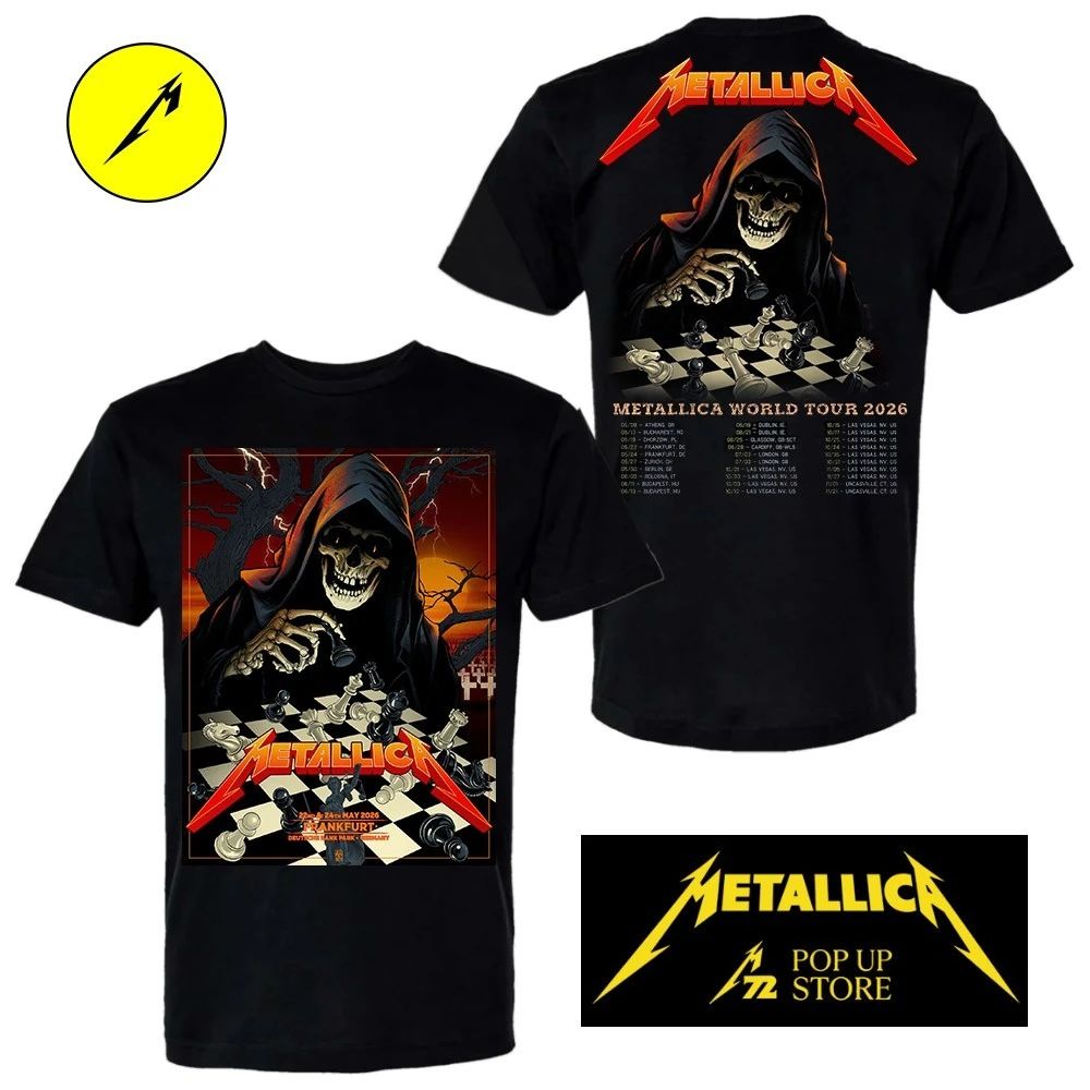 Metallica M72 Frankfurt, Germany 2026 Limited Edition Show Poster Frankfurt, Germany On May 22 and 24, 2026 Double-Sided T-Shirt