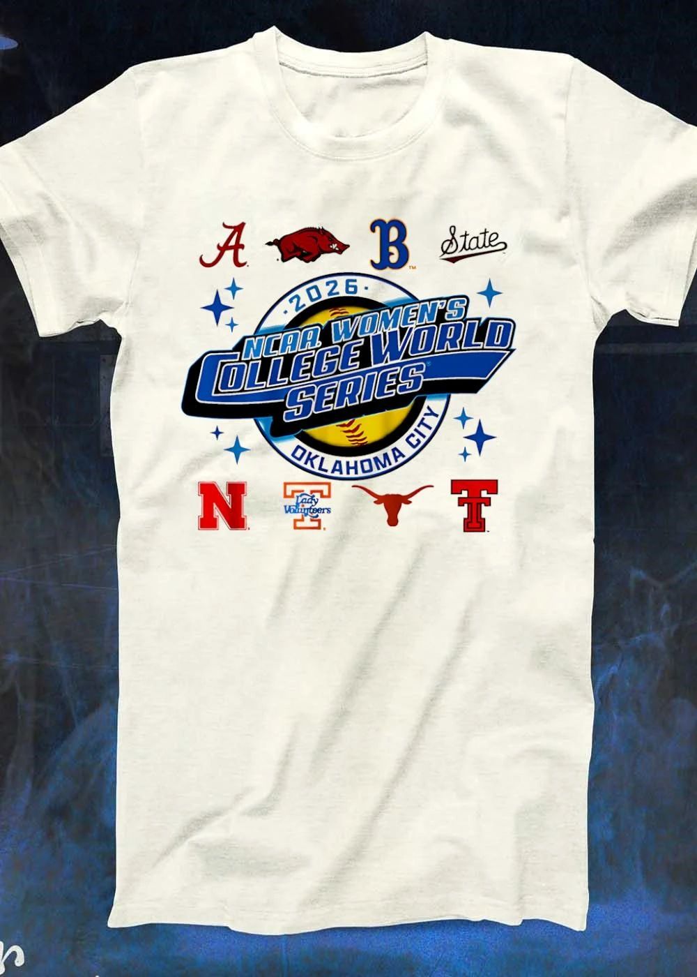 NCAA Women’s College World Series 2026 Alabama Arkansas BYU Mississippi State Nebraska Tennessee Texas Tech T-Shirt