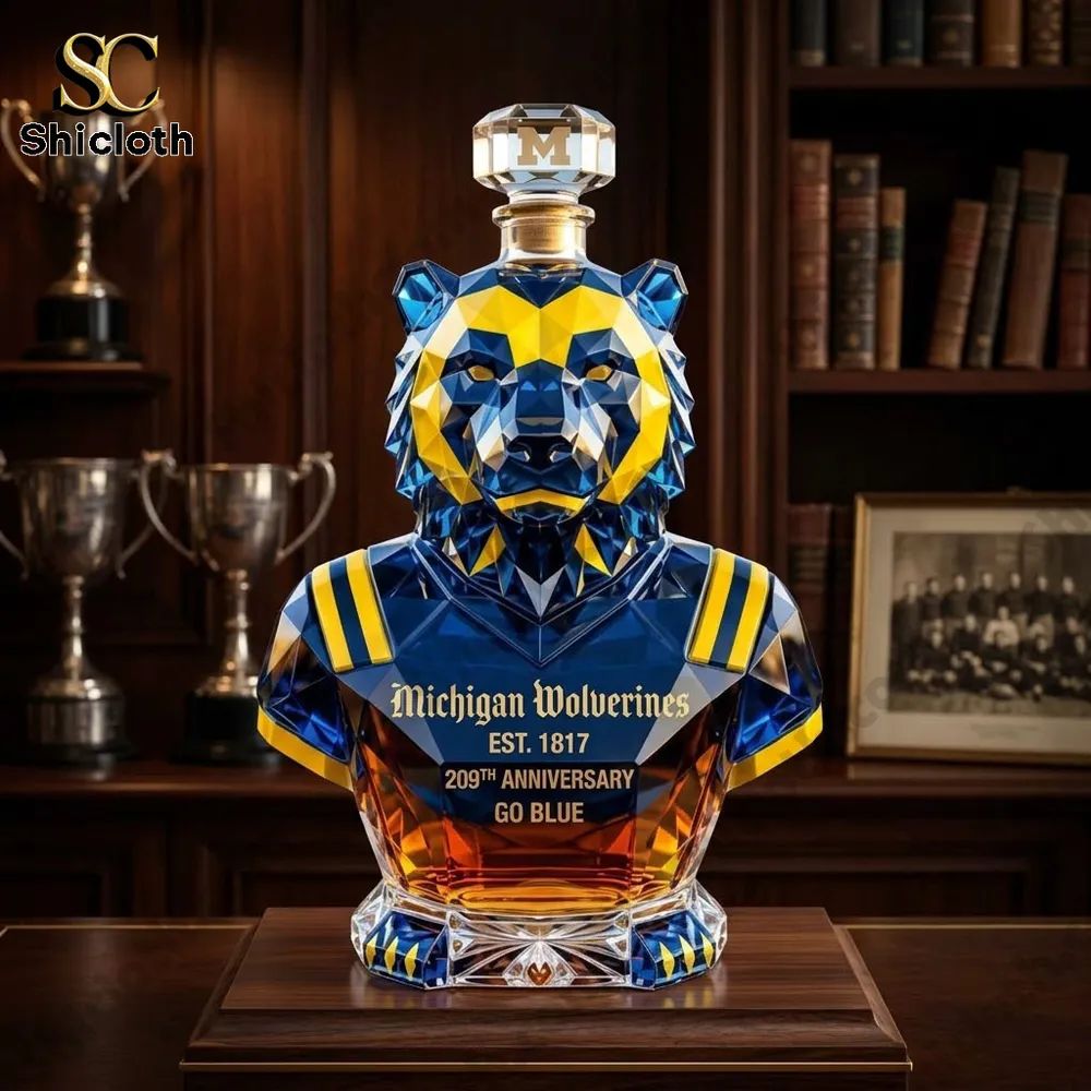 Michigan Wolverines 209th Anniversary Go Blue Whiskey Decanter