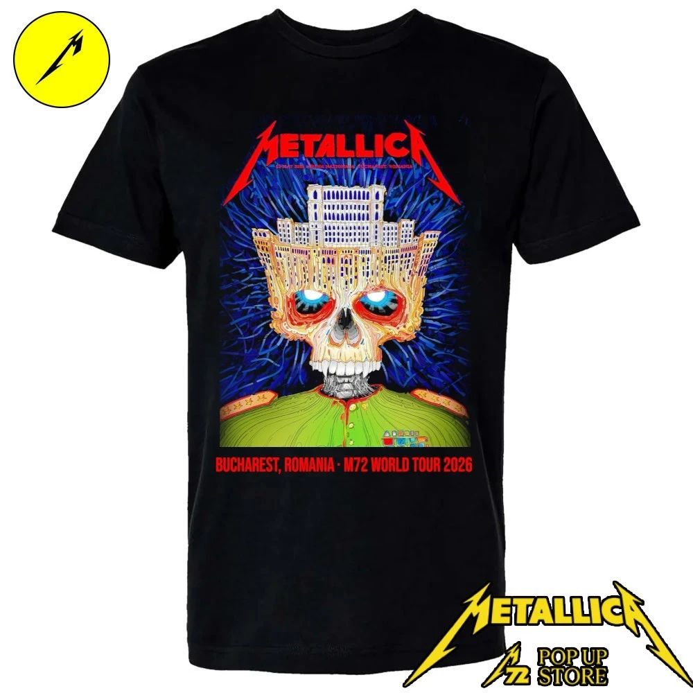 Metallica Bucharest 2026 Venue Poster Palace of the Parliament Skull For May 13 2026 At Arena Nationala M72 Bucharest Romania Shirt