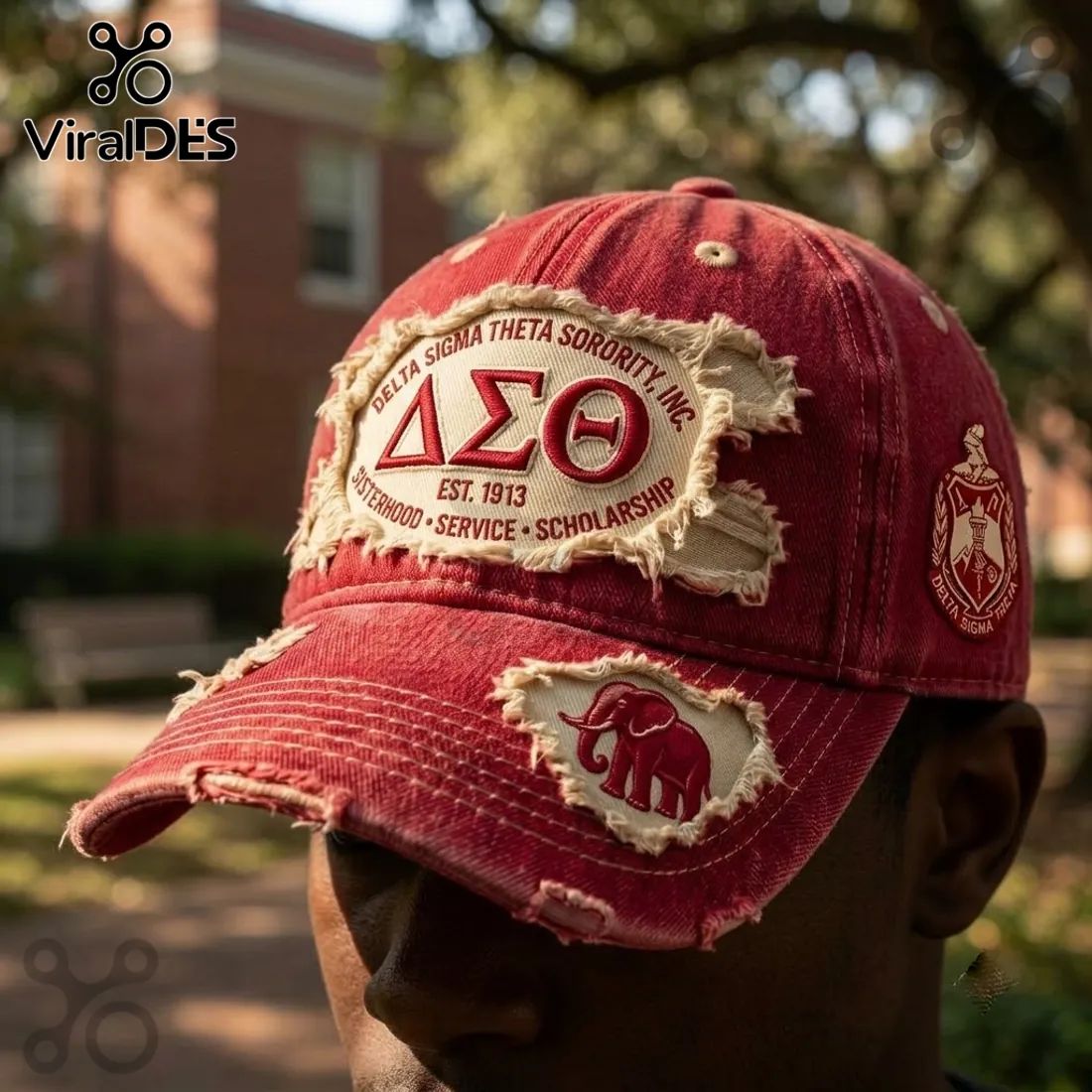 Delta Sigma Theta Sorority Distressed Crimson Baseball Cap