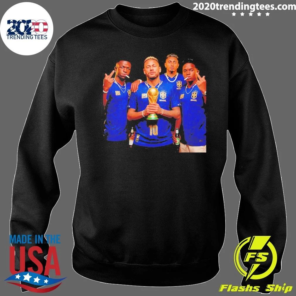 Brazil Fc Players Holding Trophy Shirt