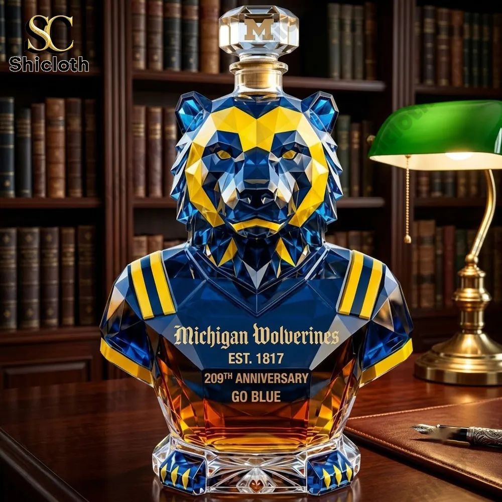Michigan Wolverines 209th Anniversary Go Blue Whiskey Decanter