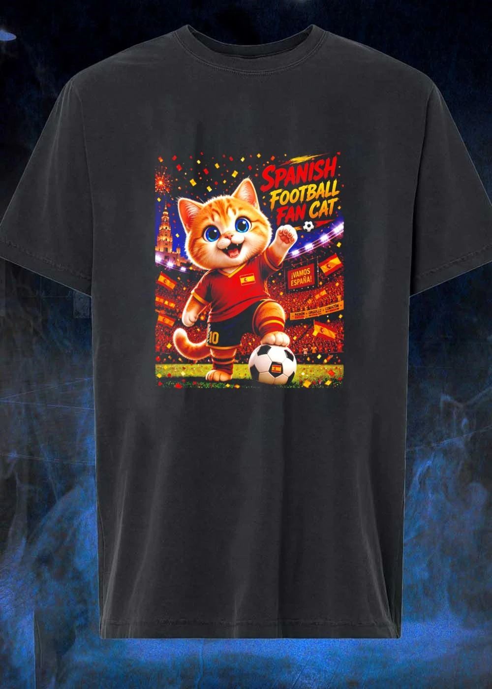 Spanish Football Fan Cat ‘ Cute Kitten Playing Soccer ‘ Vamos España Shirt