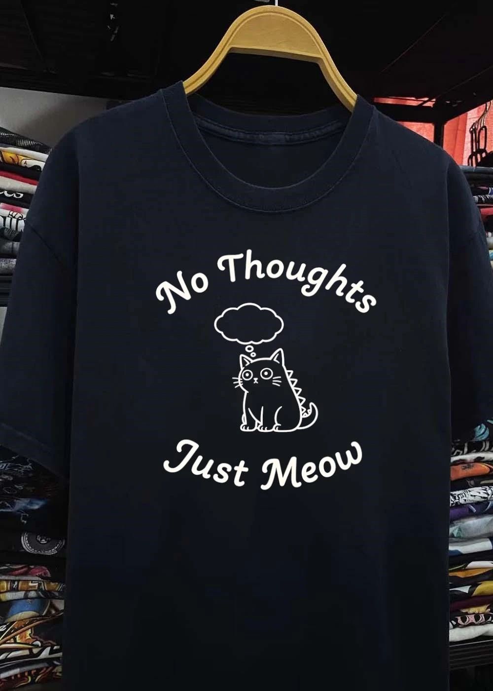 No Thoughts Just Meow Thought Bubble Stegosaurus Cat shirt