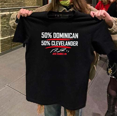 50% Dominican 50% Clevelander José Ramírez Cleveland Guardians shirt