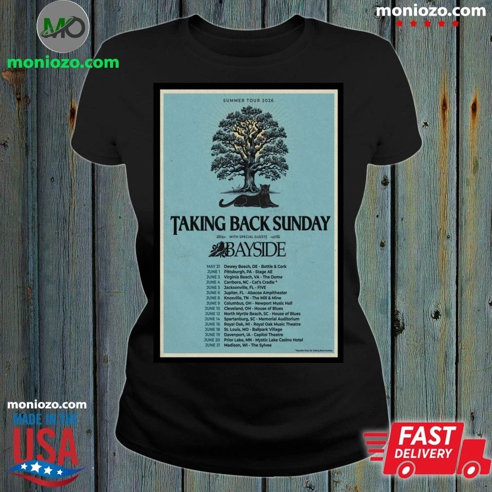 Taking Back Sunday 2026 US Tour with Bayside Poster T-Shirt
