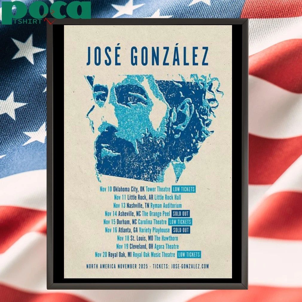 Jose Gonzalez North America Tour 2025 Poster T-shirt
