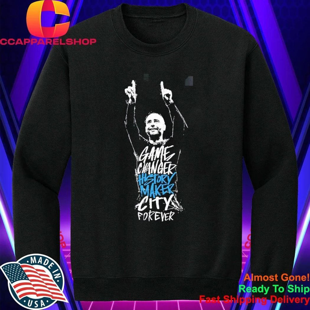 Pep Guardiola Manchester City Tribute 10 Years with Pep Game Changer History Maker City Forever 20 Trophies Shirt