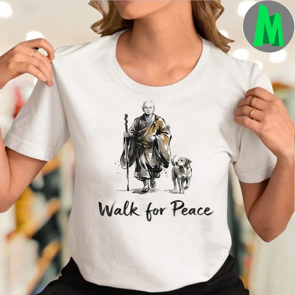 Minimalist Zen Art Walk For Peace Monks With Aloka Dog Shirts