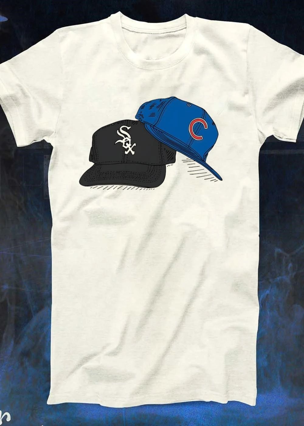 Chicago White Sox and Chicago Cubs Hats Graphic Baseball shirt