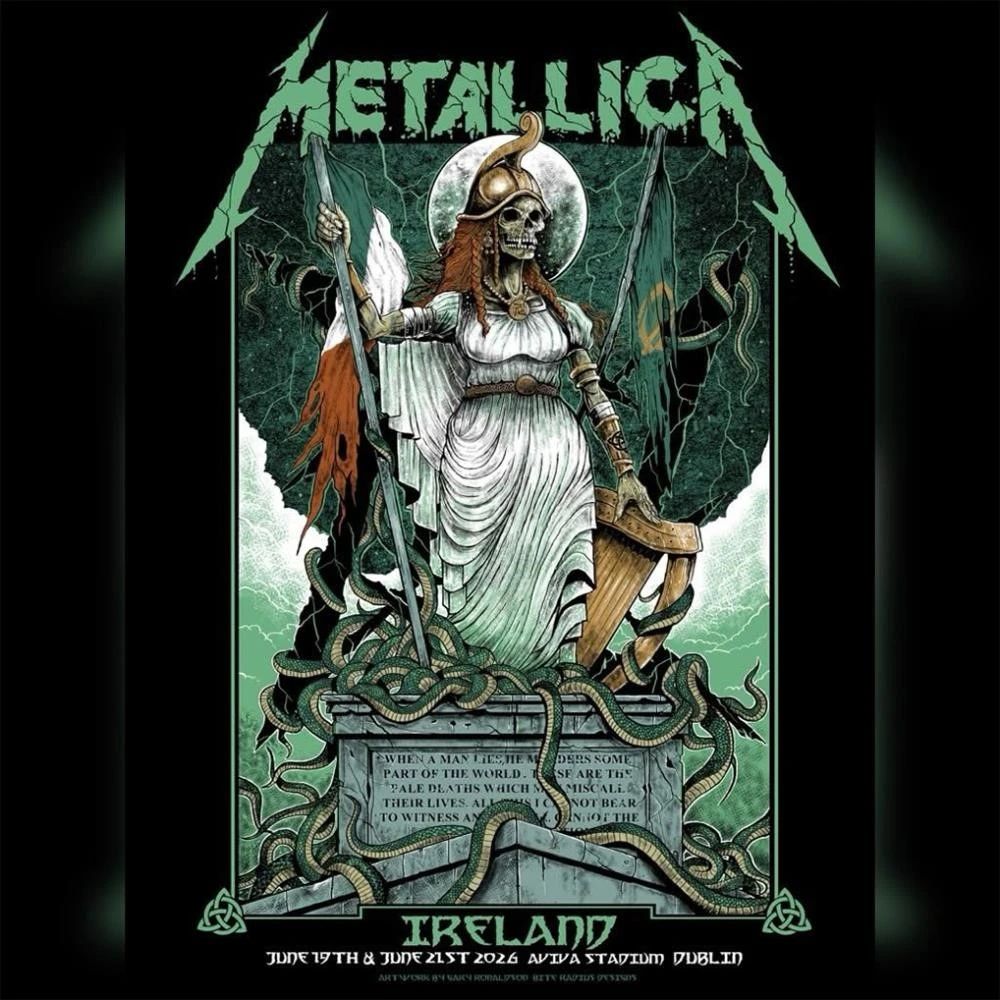 Metallica M72 Dublin Ireland June 19th 21st 2026 Poster Art by Gary Ronaldson Bite.Radius.Designs