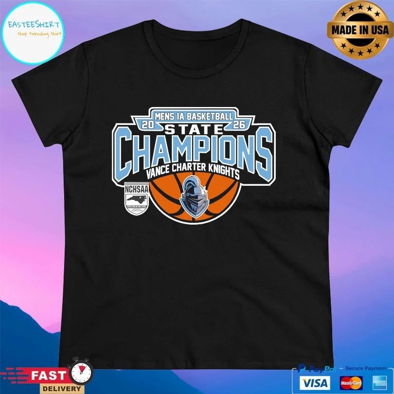NCHSAA Men’s 1A Basketball State Champions Vance Charter Knights 2026 T-shirts