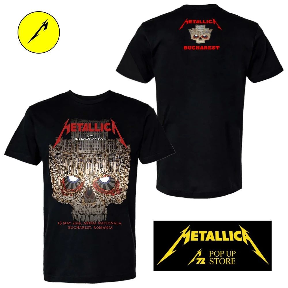 Metallica M72 European Tour 2026 May 13, 2026 Arena Nationala, Bucharest Romania Poster by Matei Apostolescu Two Sided Shirt