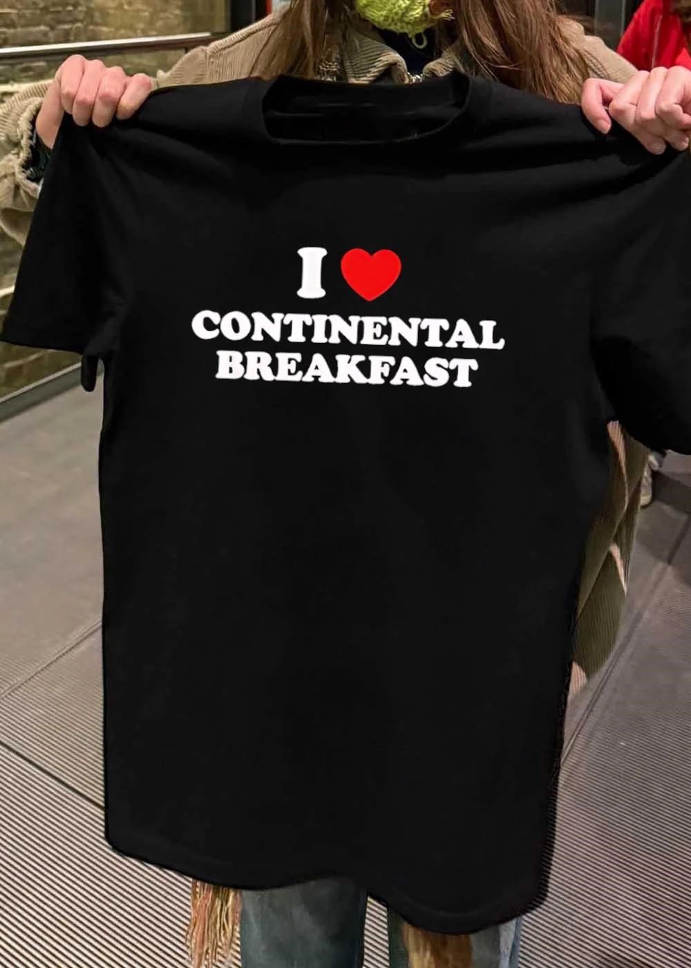 I Heart Love Continental Breakfast Black shirt
