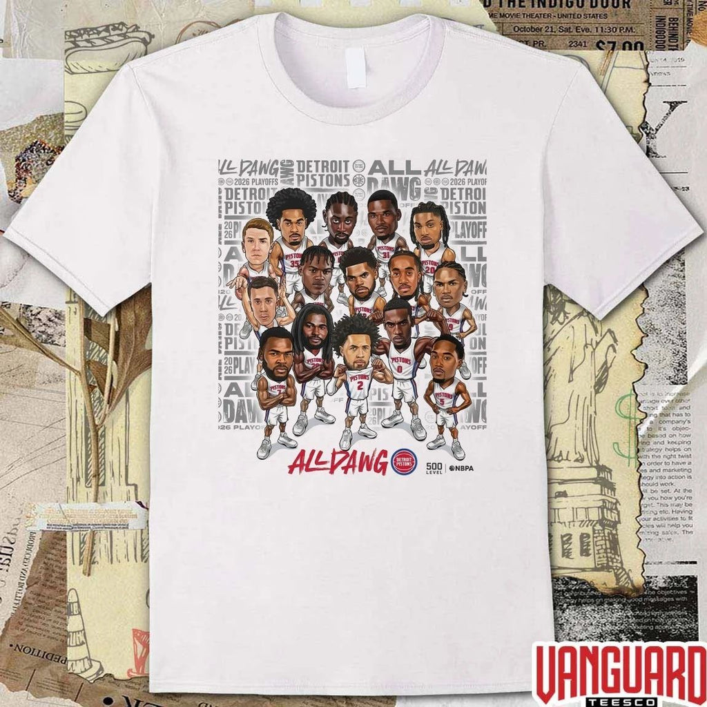 All Dawg Detroit Pistons Playoffs 2026 Caricature NBA Basketball Eastern Conference t-t-shirt