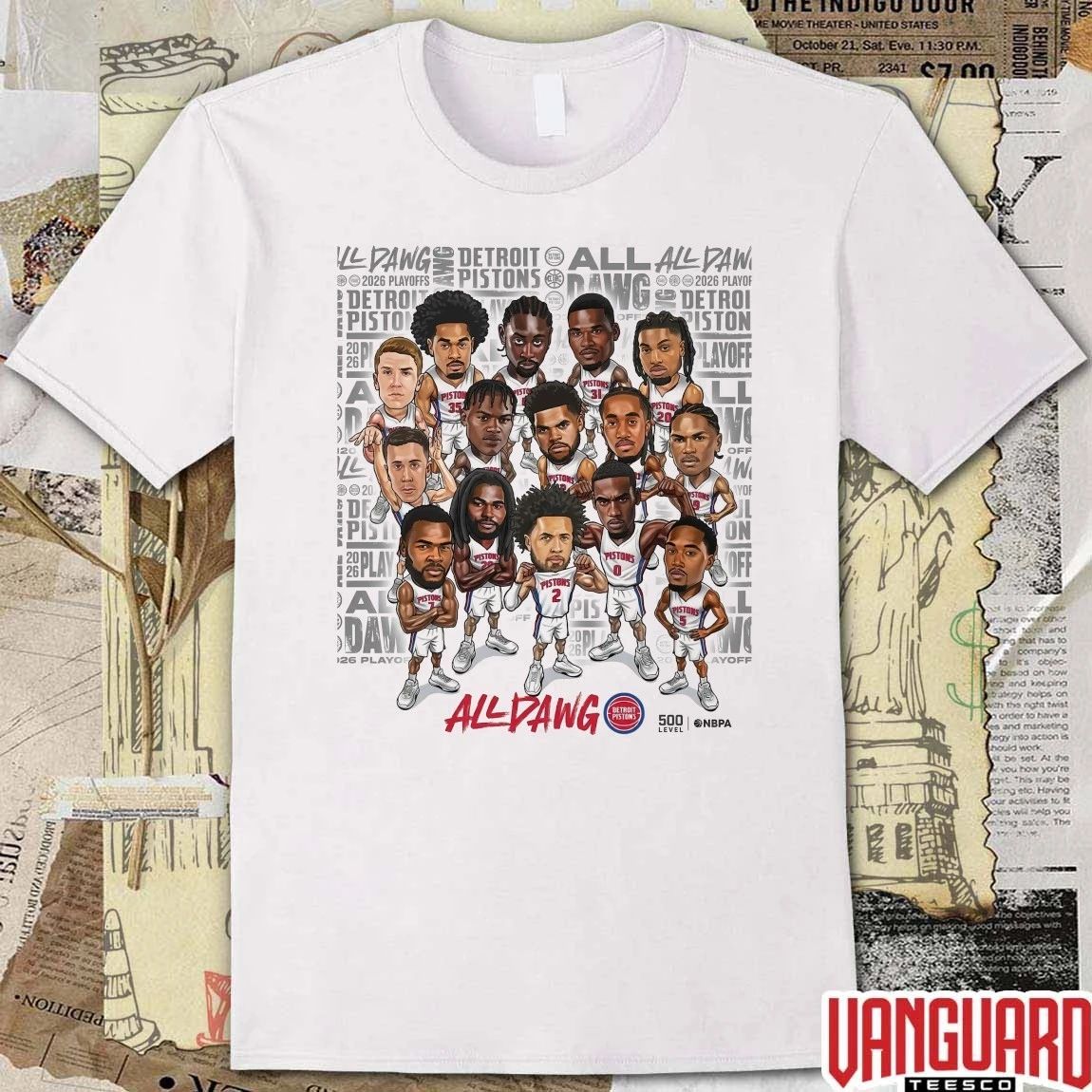 All Dawg Detroit Pistons Playoffs 2026 Caricature NBA Basketball Eastern Conference t-t-shirt