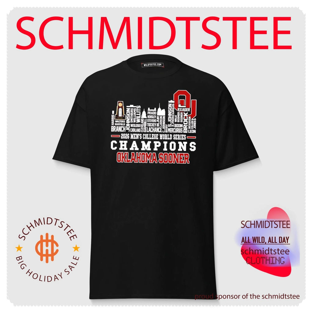 2026 Oklahoma Sooners Men’s College World Series Champions player name skyline shirt