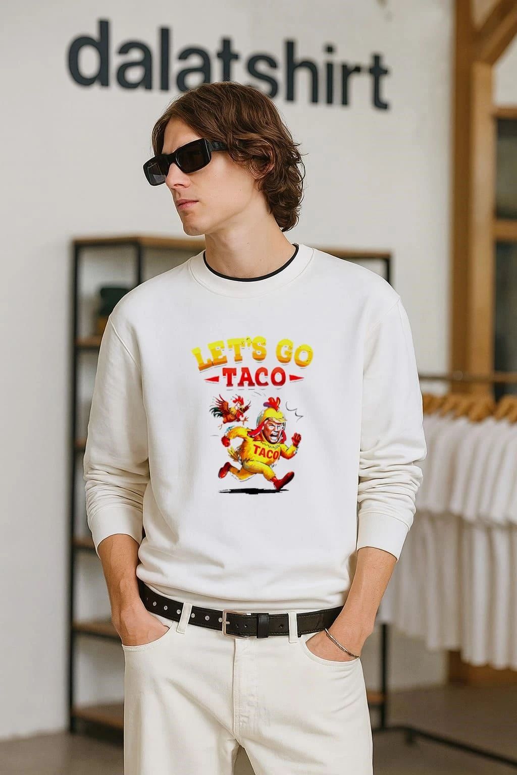 Funny Lets Go Taco Funny Trump Always Chickens Out shirt