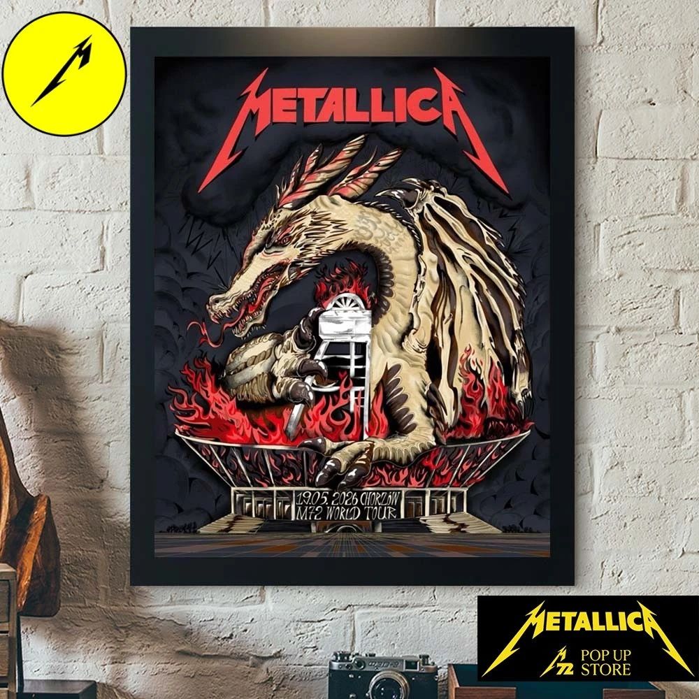 Metallica M72 Chorzów 2026 Venue Poster Chorzów Poland At Stadion Slaski On 19 May 2026 Smok Wawelski Dragon Poster Canvas