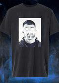 Portrait of Young Man with Glowing Eyes and Teeth Graphic T-Shirt