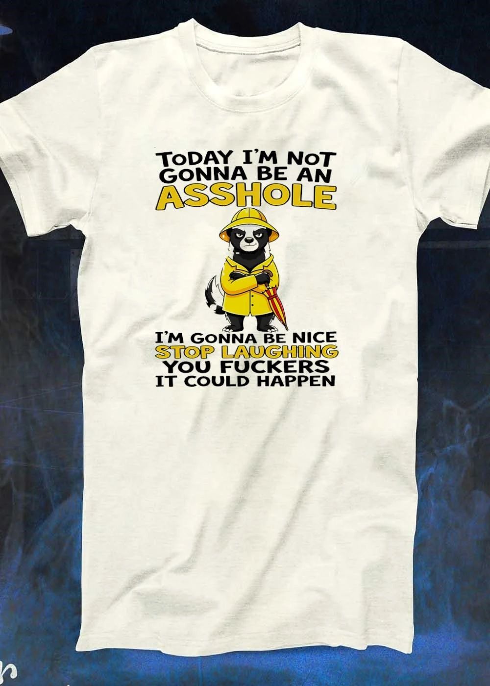 Today I’m Not Gonna Be an Asshole I’m Gonna Be Nice Stop Laughing You Fuckers It Could Happen Skunk shirt