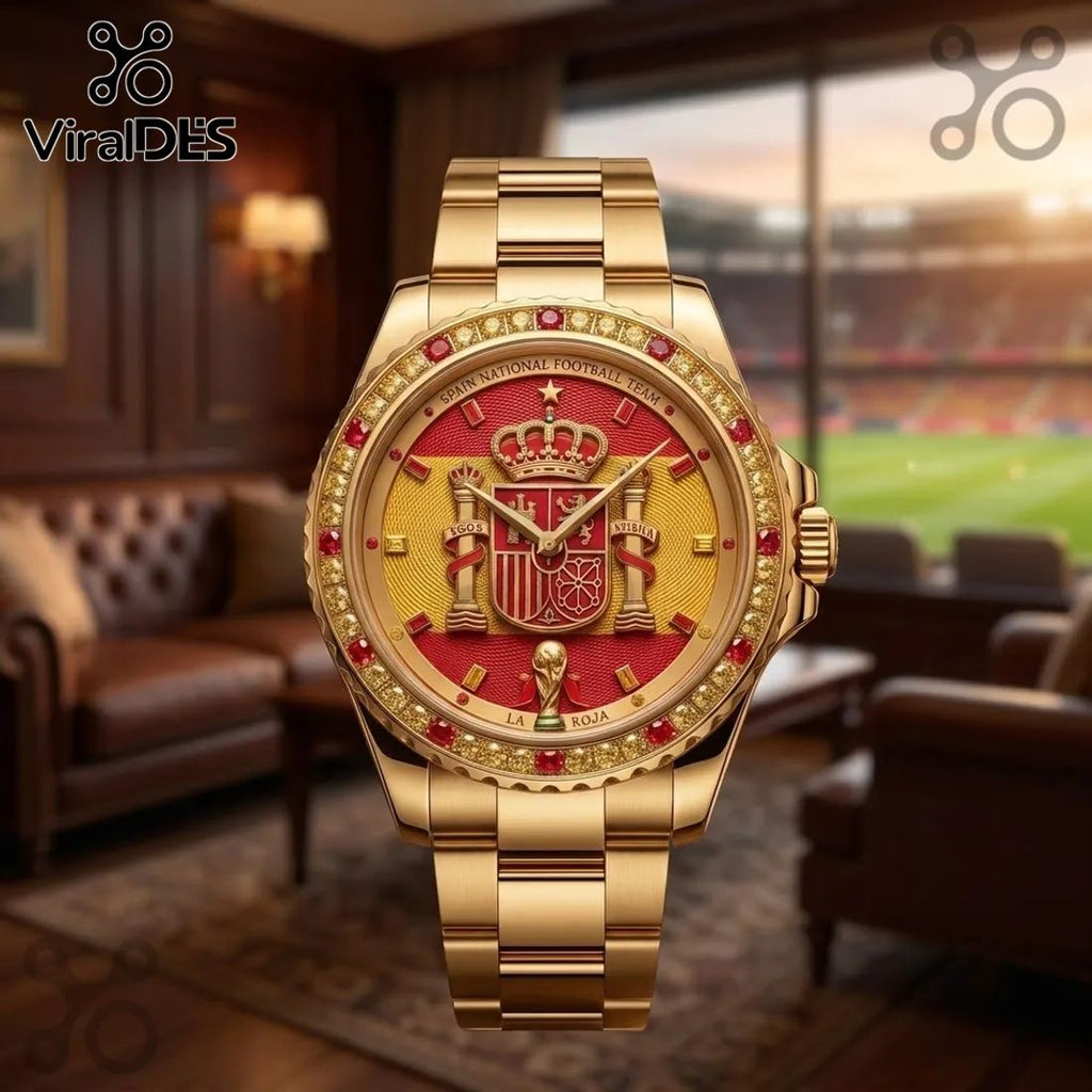 Spain National Football Team Gold Luxury Watch