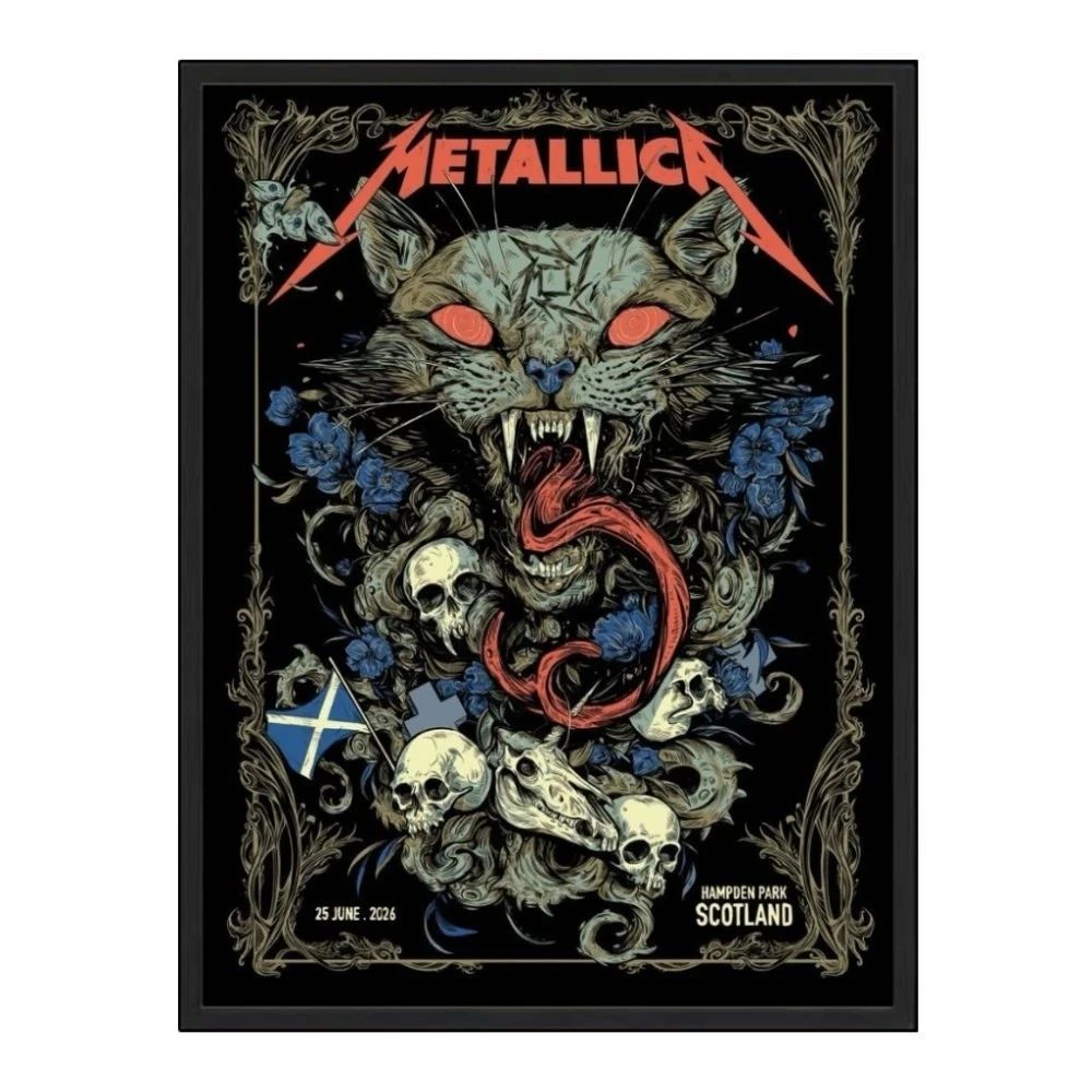 Metallica Glasgow Poster – Limited Edition June 25, 2026 Hampden Park Scotland – By WolfSkullJack Pop Up Shop