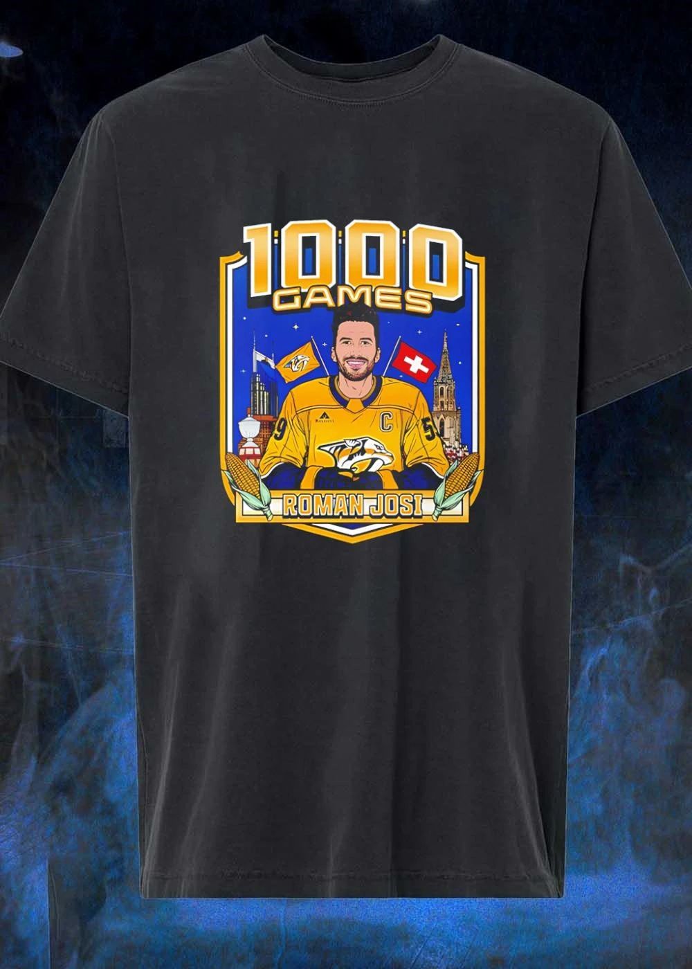 Roman Josi 1000 Games Captain Switzerland Nashville Hockey shirt