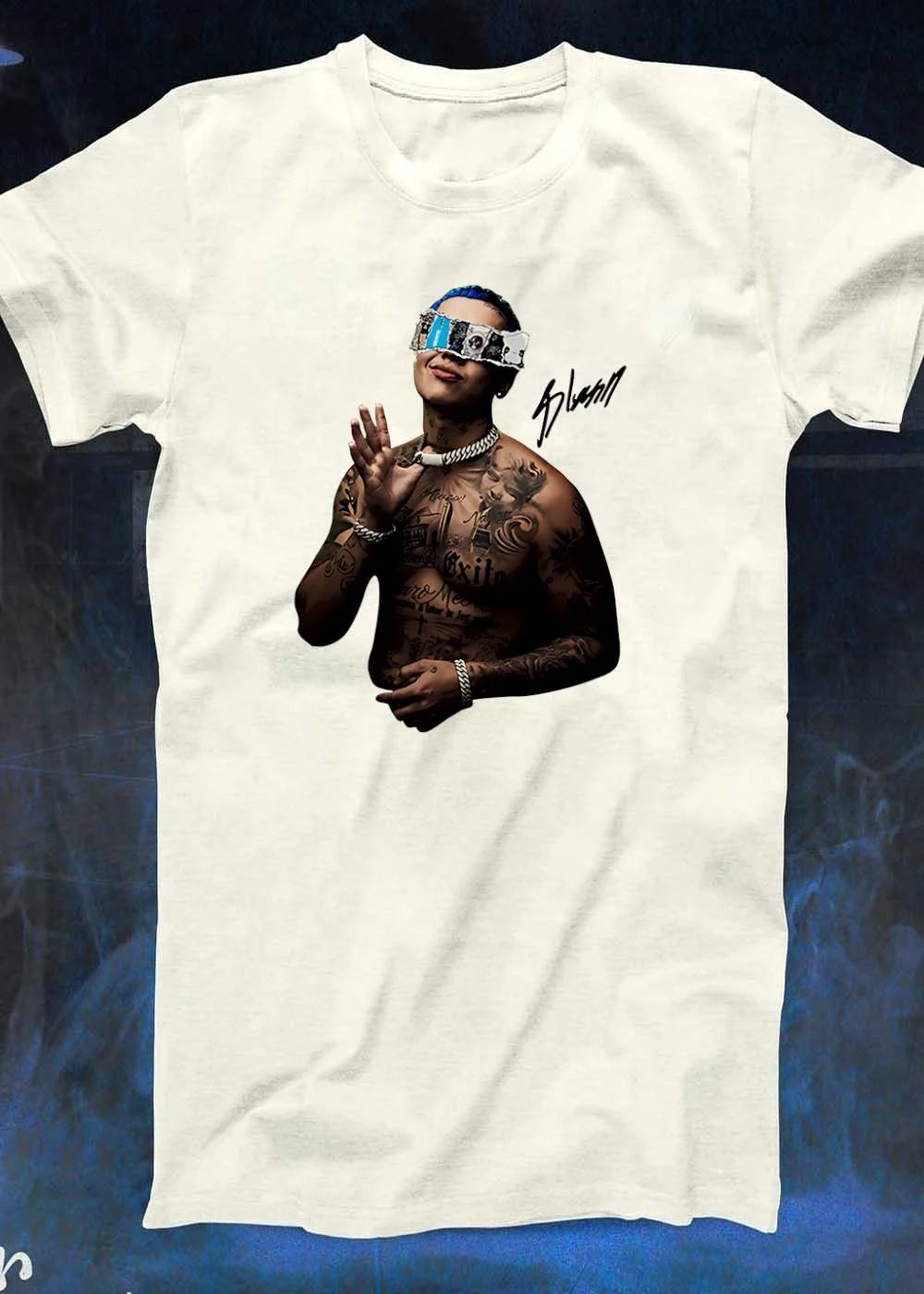 Blessing Man Posing with Exito and Caro Meo Tattoo T-Shirt