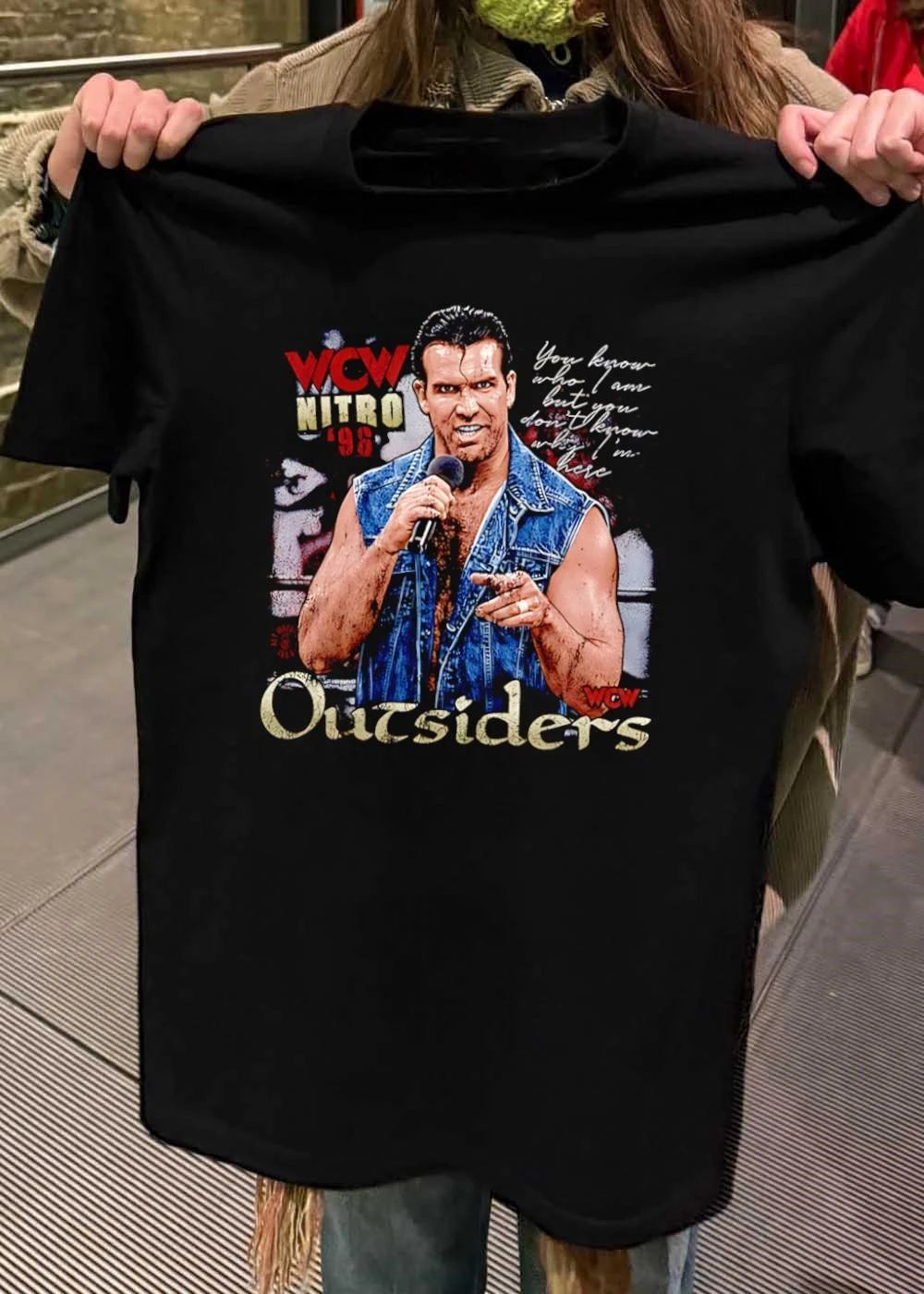 WCW Nitro 96 Scott Hall Holding Microphone You Know Who I Am but You Dont Know Why I Am Here Outsiders T-Shirt