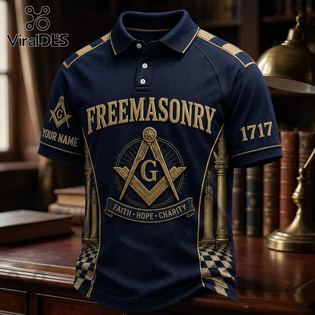 Freemasonry Faith Hope Charity Custom Polo Shirt